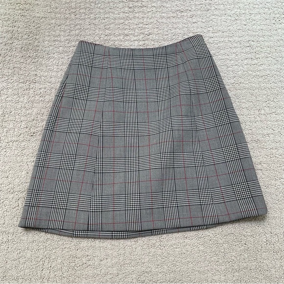 Babaton Hopper Plaid/Houndstooth High Rise A-Line Mini Skirt Gray Women's Size 0 - Picture 7 of 10